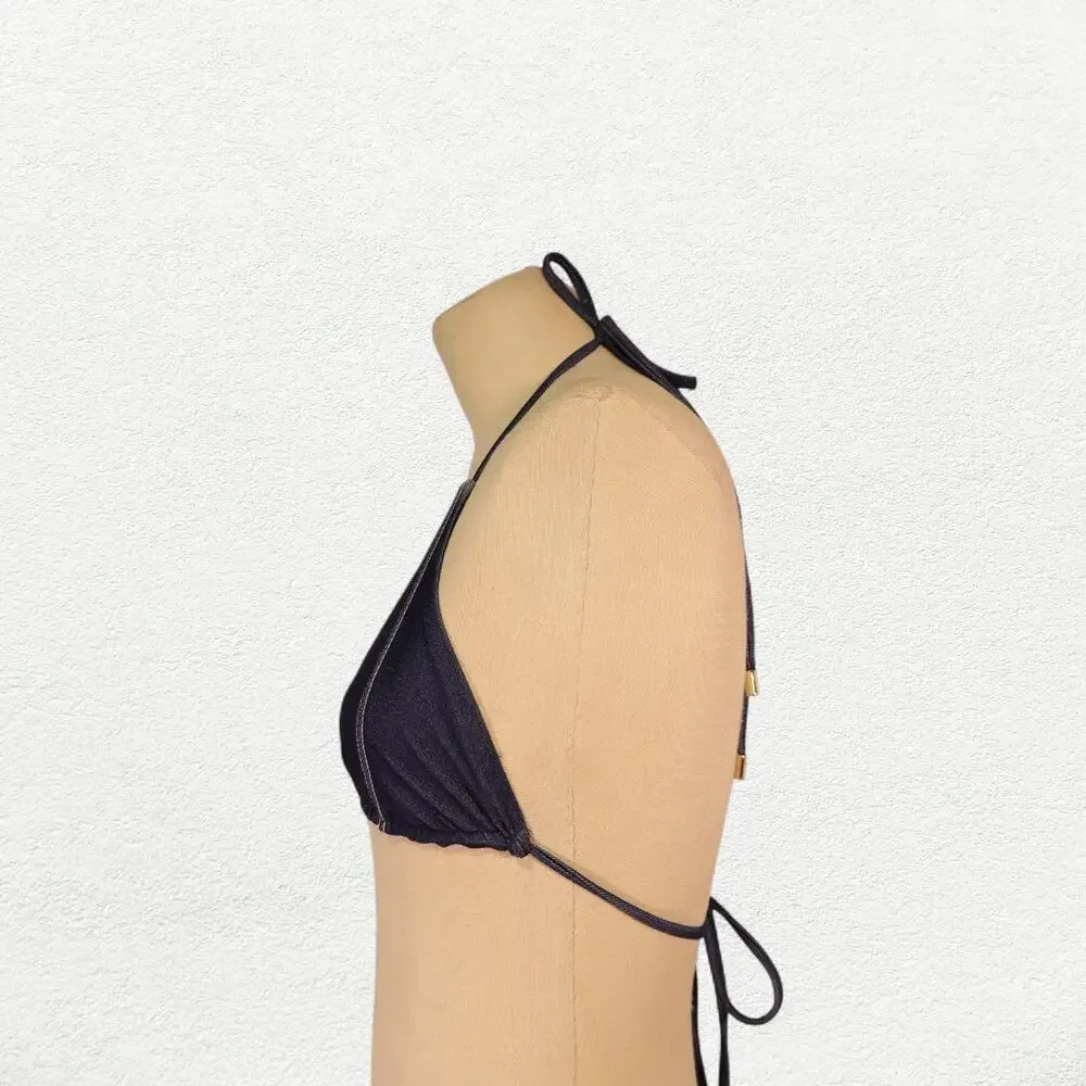 Monday Swimwear Palma Bikini Top in Blue Denim